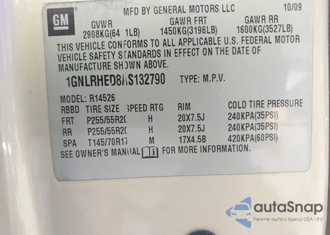 2010 Chevrolet Traverse Ltz из США, поврежденный, VIN 1GNLRHED8AS132790